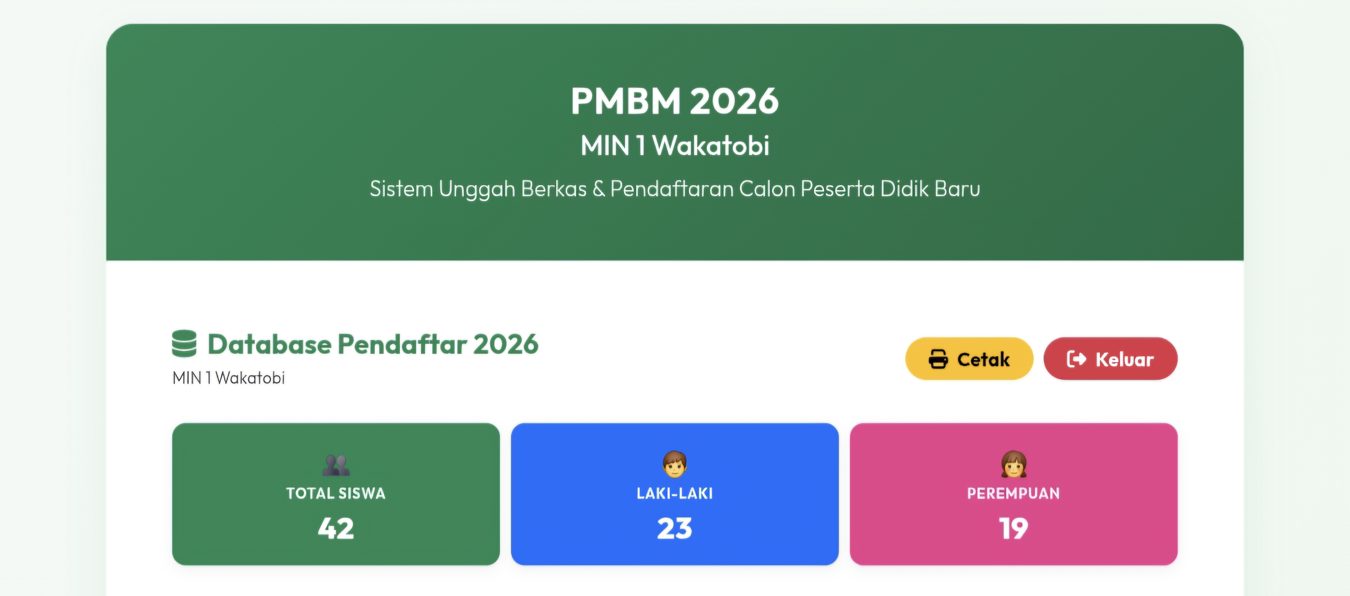 Progres Penerimaan Murid Baru